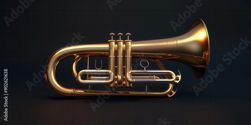 Beautiful Euphonium Music Instrument. Classical brass euphonium