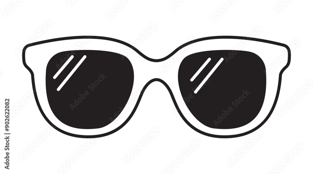 Fototapeta premium Hand drawn sunglasses icon. Design concept of a beach summer vacation by the sea.