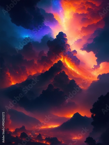 sunset over the mountains