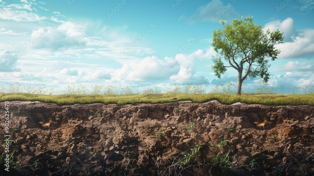 Fototapeta premium Confronting Land Degradation. Environmental Sustainability concept