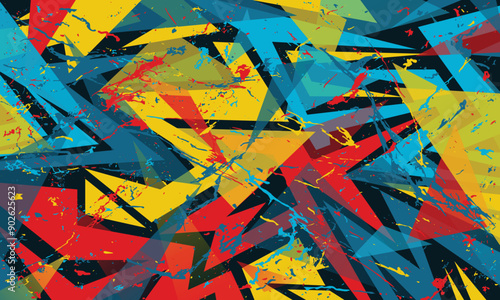 Abstract colorful ink splash racing geometric background for car wrap sticker and sports jersey fabric