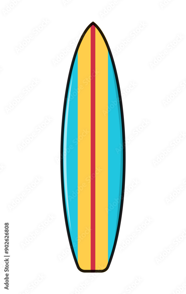 Hand drawn surfboard isolated on white background. Design concept for summer vacation and travel. Hand drawn surfboard isolated on white background. Design concept for summer vacation and travel.
