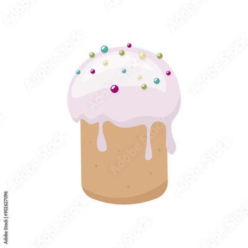 Easter cake isolated on white background. Vector hand-drawn illustration in cartoon style. Perfect for holiday designs, cards, logo, decorations, invitations. Stock vector illustration