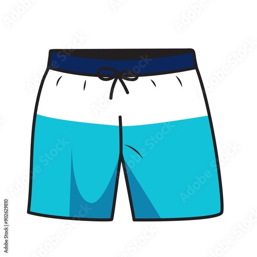 Hand-drawn men's swimming trunks isolated on a white background. The design concept of a summer beach holiday by the sea.