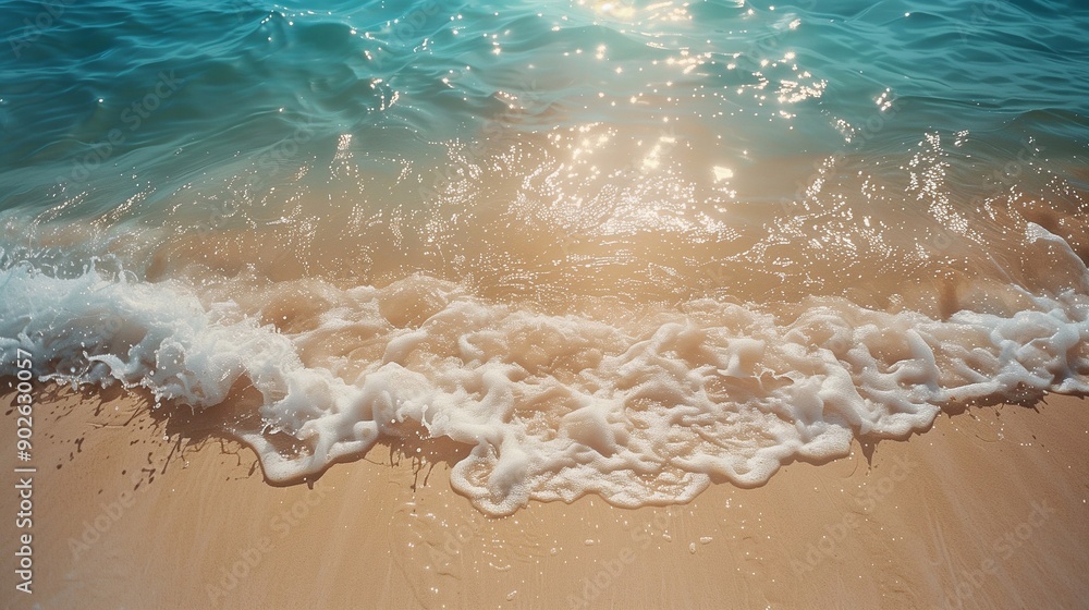 Sunny beach scene with clear blue water, white sandy shore, gentle waves, tropical vibes. Sunny beach scene with clear blue water, white sandy shore, gentle waves, tropical vibes.
