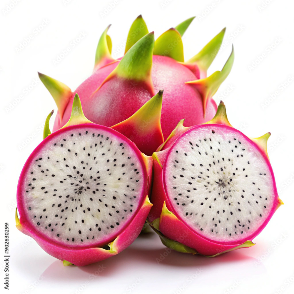 Isolated Dragon Fruit. Fresh sliced dragon fruit isolated on white Isolated Dragon Fruit. Fresh sliced dragon fruit isolated on white