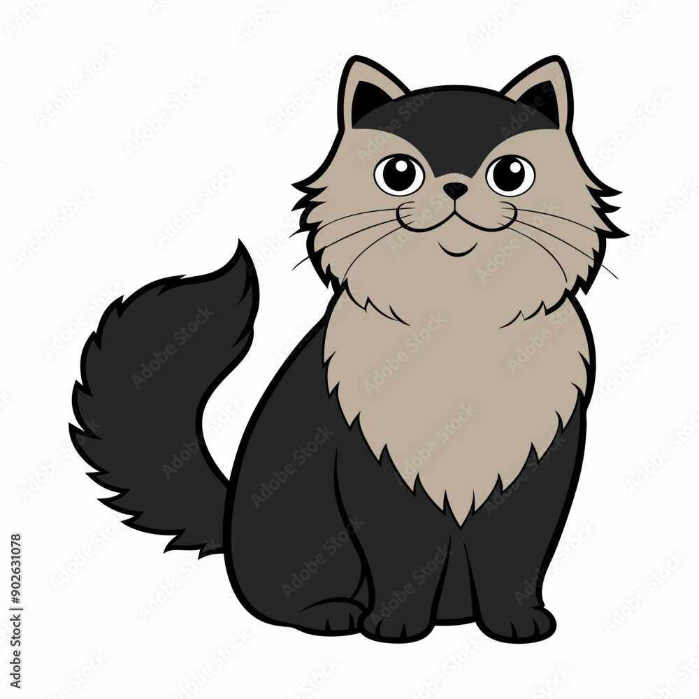 Obraz premium Persian Cat silhouettes and icons. black flat color simple elegant Persian Cat animal vector and illustration.