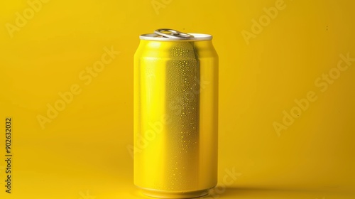 Yellow Aluminum Can on a Yellow Background