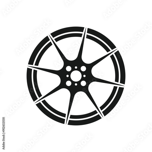 Car rim icon isolated on white background. Wheel symbol in flat style. Car element Vector illustration for web and mobile design.