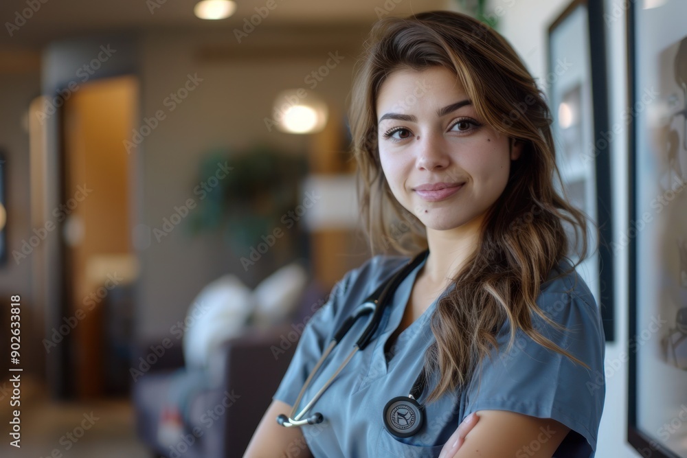 Fototapeta premium A Beautiful and Elegant Nurse Exudes Confidence and Allure in the Healthcare Profession. Glamour in Healthcare