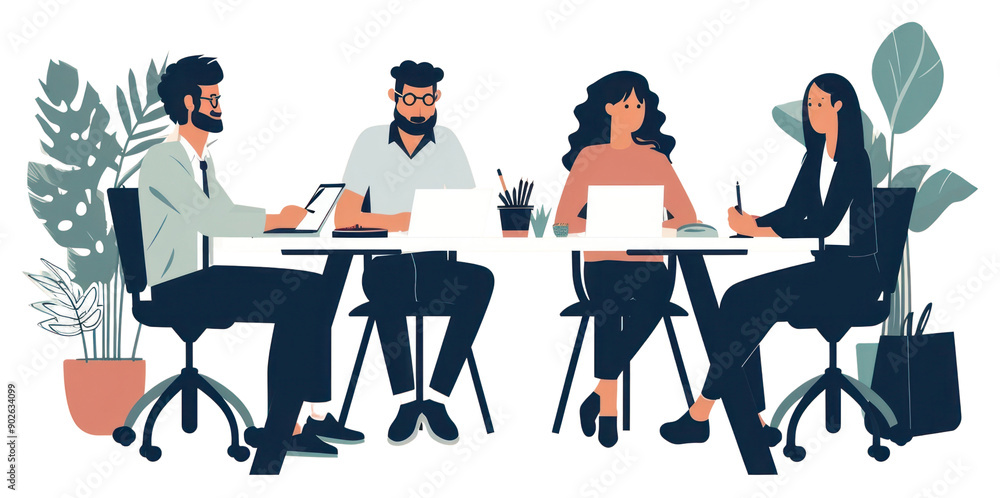 PNG Team of a successful office table chair. PNG Team of a successful office table chair.