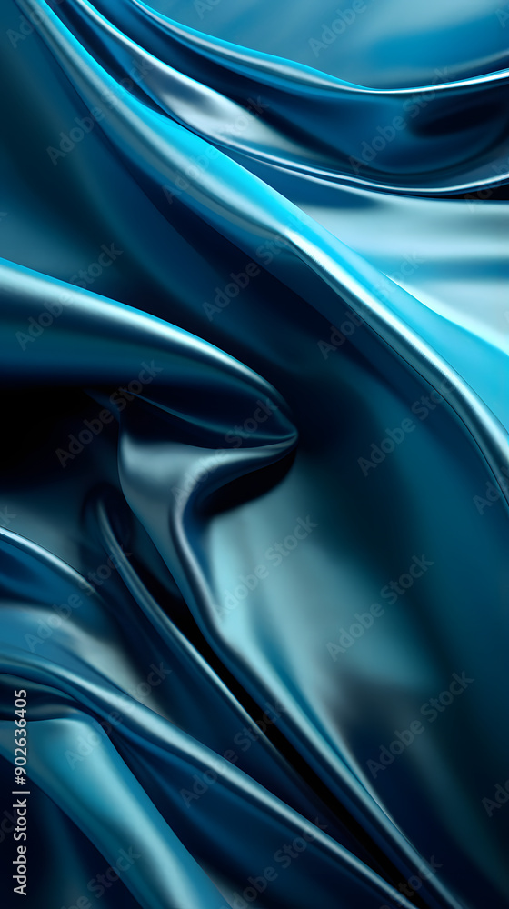 Fototapeta premium Digital holographic blue wrinkled aluminum foil abstract graphic poster background