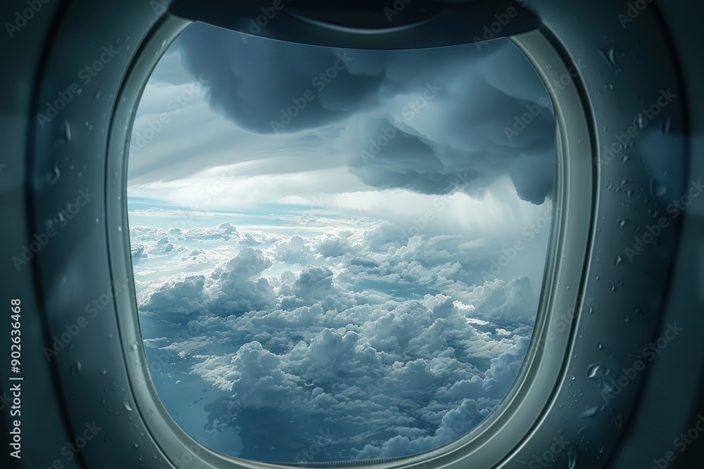 Airplane Window View Amidst a Storm - Thunderstorm, Rain, and Turbulence Evoke Fear Airplane Window View Amidst a Storm - Thunderstorm, Rain, and Turbulence Evoke Fear