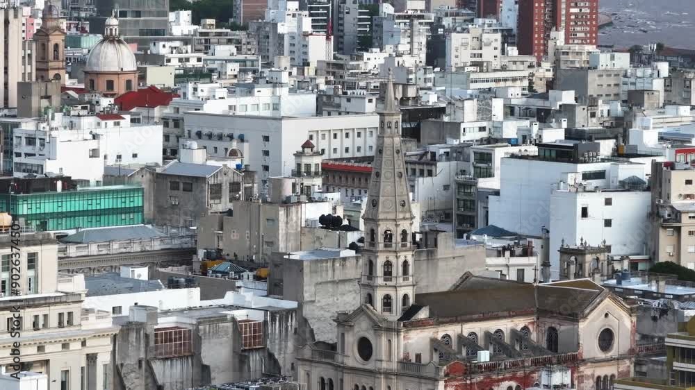 Drone Shot of Downtown Montevideo, Uruguay, Buildings and St. Francis de Assisi Church 60fps Drone Shot of Downtown Montevideo, Uruguay, Buildings and St. Francis de Assisi Church 60fps