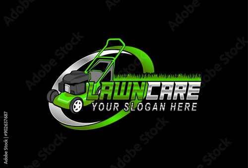 lawn care lawn mower service  creative logo emblem modern design vector illustration template Landscaping