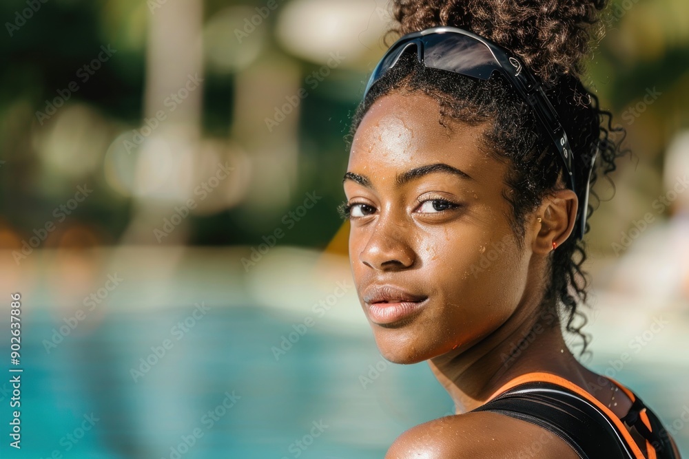 Black woman practicing triathlon sport, person is focused and enjoying the sport, sports Black woman practicing triathlon sport, person is focused and enjoying the sport, sports