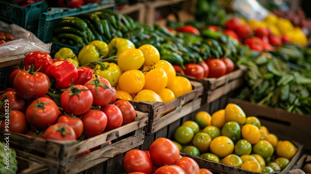 Fresh vegetables on display at a farmers market Fresh vegetables on display at a farmers market