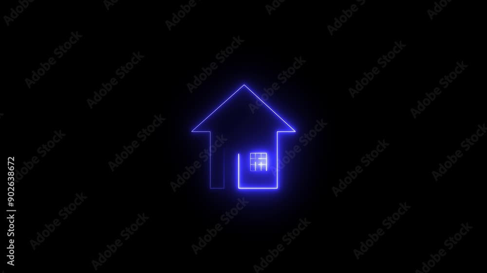 Neon glowing green house icon animation. House icon glowing neon light on black background. Homepage neon light icon. Neon glowing green house icon animation. House icon glowing neon light on black background. Homepage neon light icon.