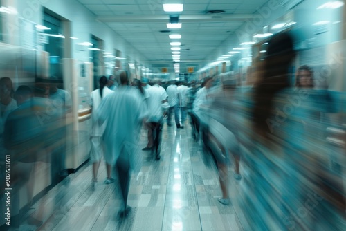 Busy Fast-Paced Crowded Overcrowded Hospital Emergency Room Hall Corridor Waiting Room Time lapse
