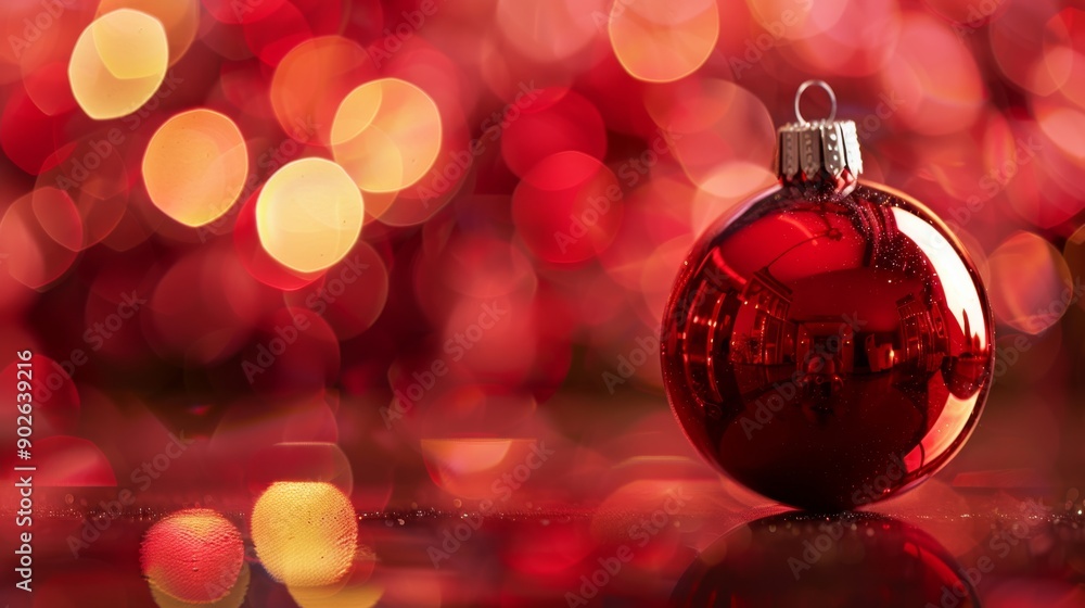 A glossy blank Christmas ornament stands out against a festive backdrop, perfectly showcasing potential for personalization during the holiday season A glossy blank Christmas ornament stands out against a festive backdrop, perfectly showcasing potential for personalization during the holiday season