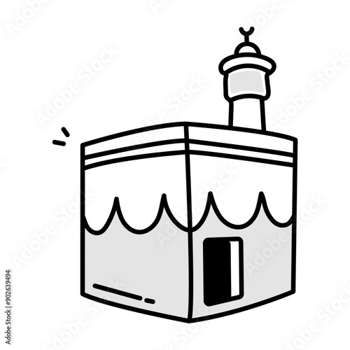 A doodle style icon of khana kaaba building 

