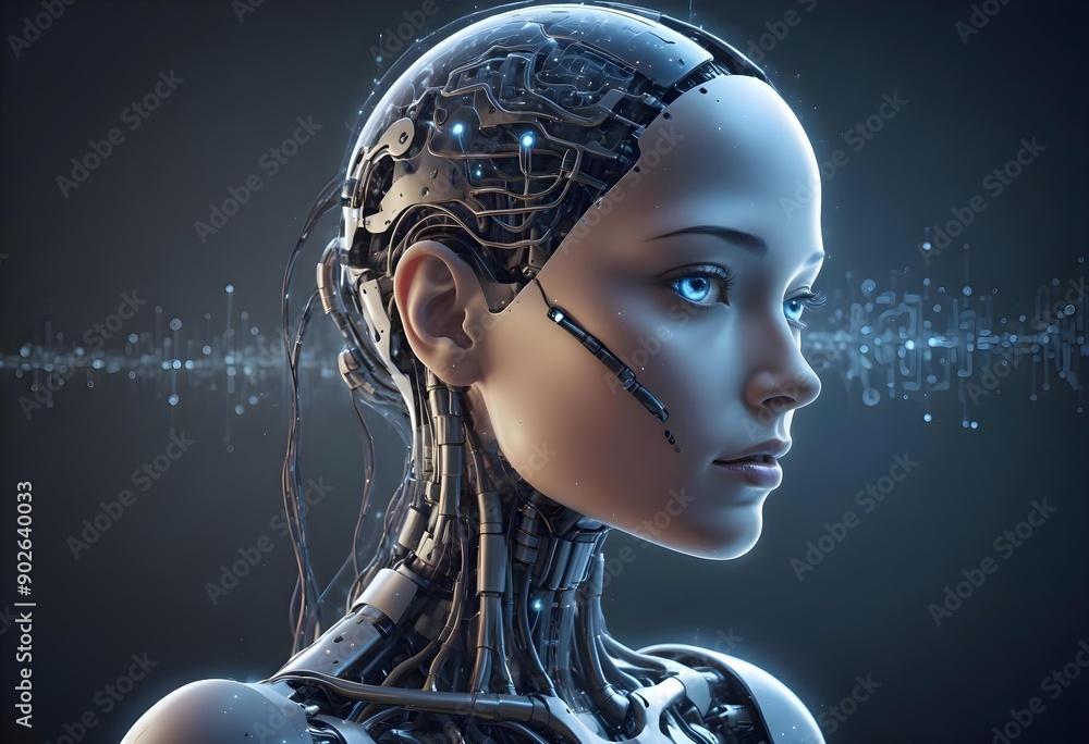 Obraz premium futuristic female artificial intelligence concept robot