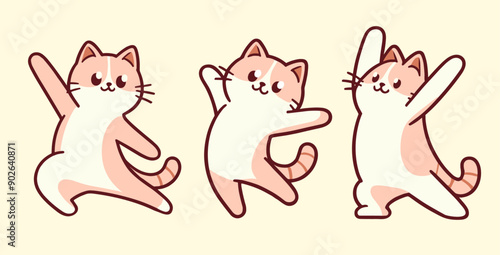 cat doing stretching exercise, cute doodle illustration set, yoga collection