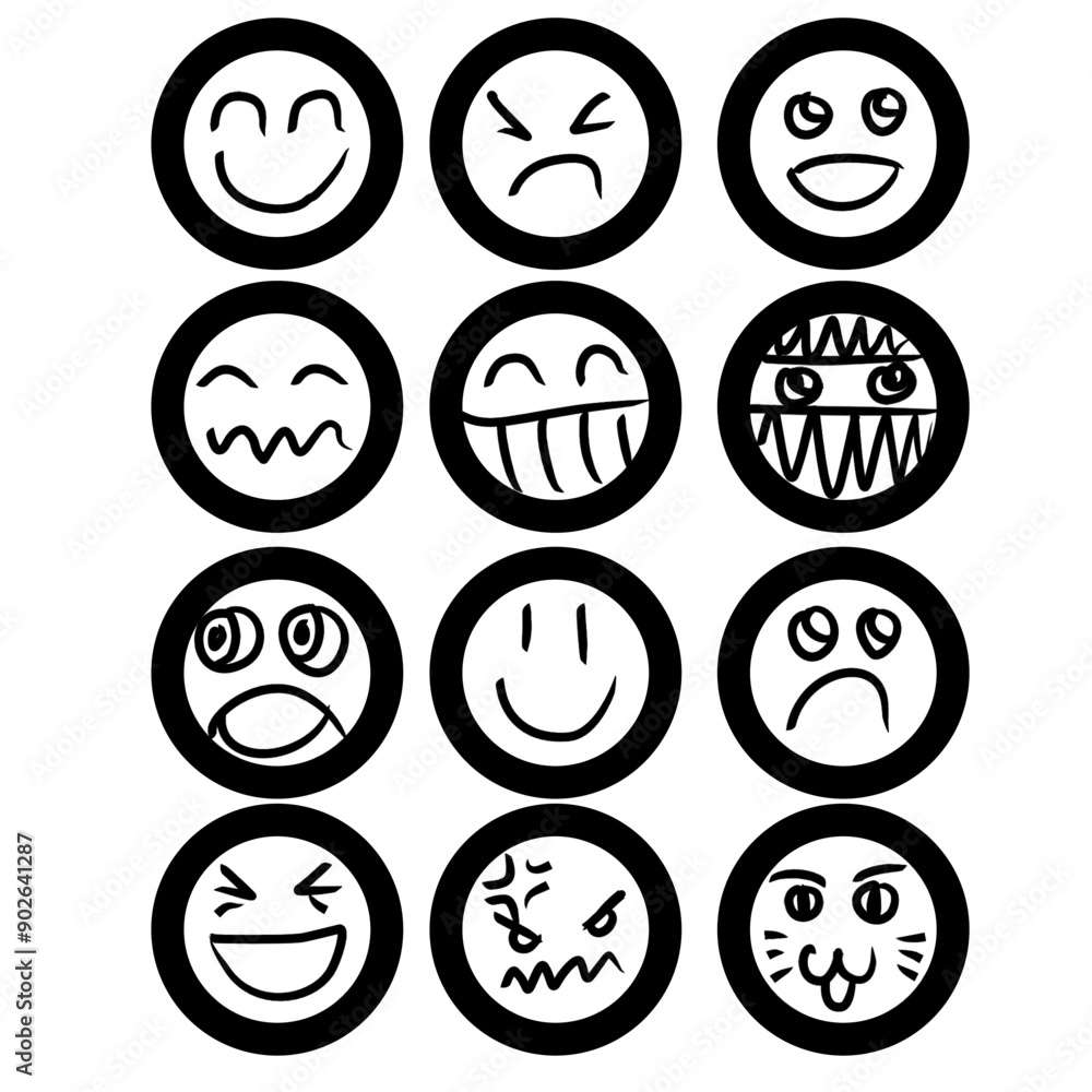 hand drawn set of faces monochrome hand drawn set of faces monochrome