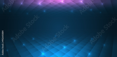 Abstract blue 3d high-tech background consisting of triangles, polygons in receding perspective. Digital communication, data protection, futuristic presentation, scientific cover.