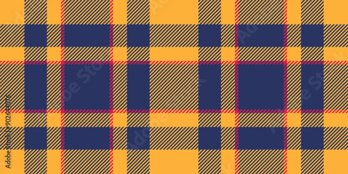 Towel background texture textile, down seamless check pattern. Punk plaid vector tartan fabric in amber and blue colors.
