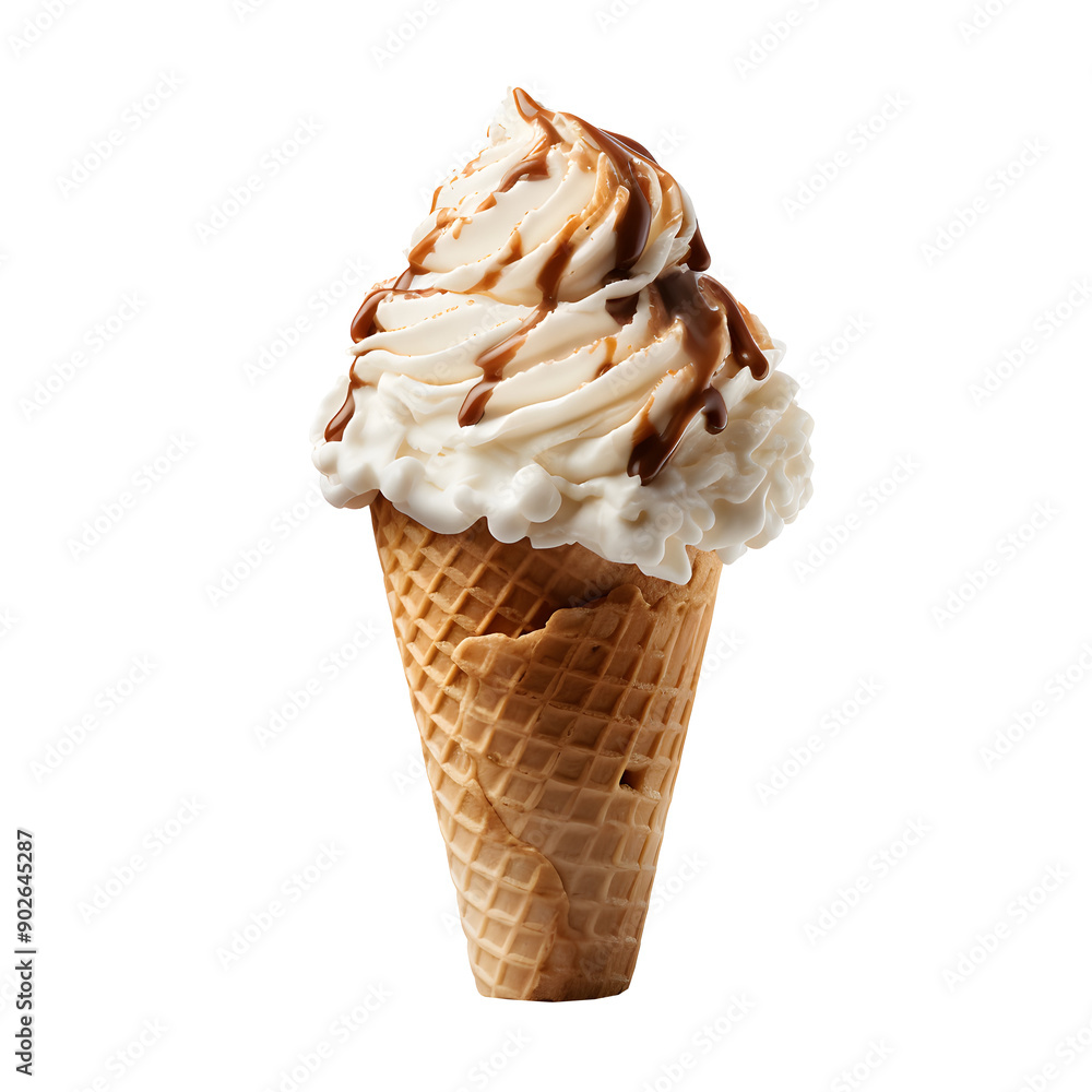 Delicious Ice Cream Cone Isolated on white and transparent background Delicious Ice Cream Cone Isolated on white and transparent background