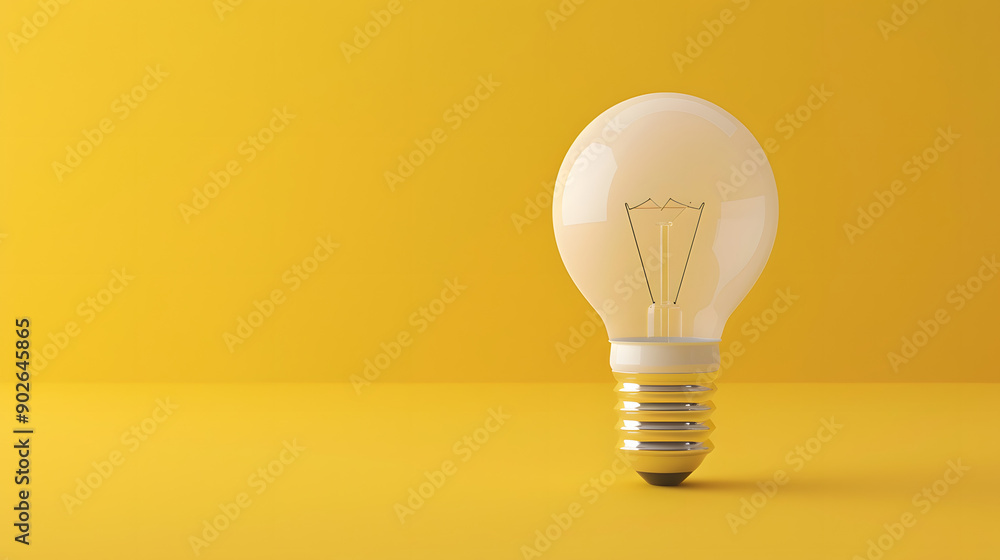 A Light Bulb with Yellow Background. A Light Bulb with Yellow Background.