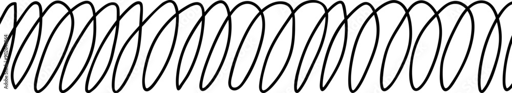 Horizontal scribble manuscript. Black ink calligraphy. Sketch. Springy loops connected at the top. Vector illustration. Hand drawn abstract text. Cursive swirls. Outline on isolated white background. Horizontal scribble manuscript. Black ink calligraphy. Sketch. Springy loops connected at the top. Vector illustration. Hand drawn abstract text. Cursive swirls. Outline on isolated white background.