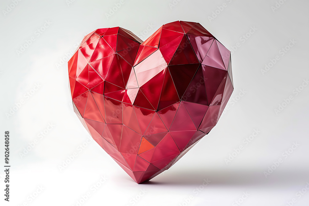 An illustration of a heart in low poly style on a white background. The design emphasizes geometric shapes and clean lines, creating a modern and artistic representation of the heart. An illustration of a heart in low poly style on a white background. The design emphasizes geometric shapes and clean lines, creating a modern and artistic representation of the heart.