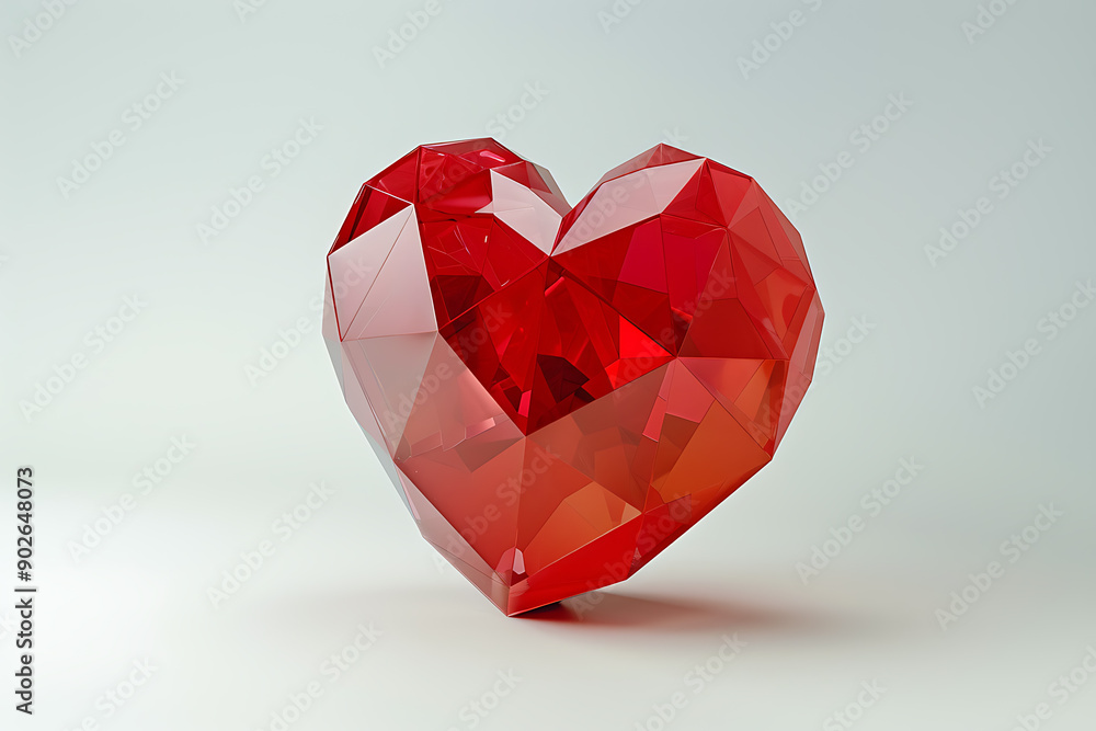 An illustration of a heart in low poly style on a white background. The design emphasizes geometric shapes and clean lines, creating a modern and artistic representation of the heart. An illustration of a heart in low poly style on a white background. The design emphasizes geometric shapes and clean lines, creating a modern and artistic representation of the heart.