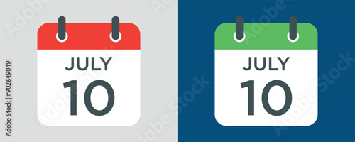 calendar - July 10 icon illustration isolated vector sign symbol