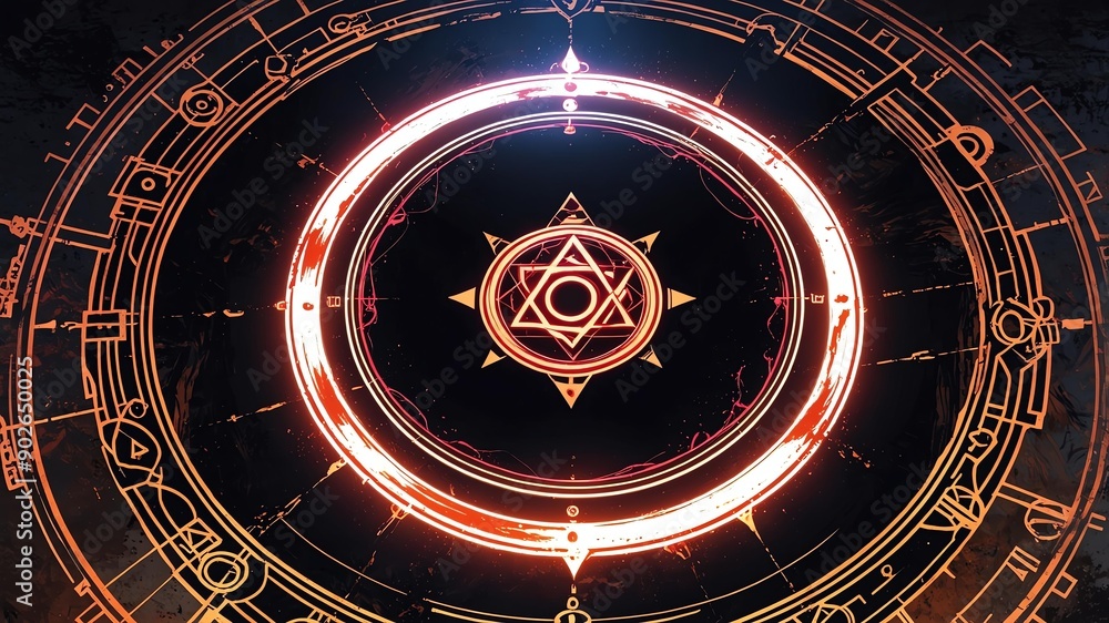 Fototapeta premium top view of an ancient alchemy magic circle with white background