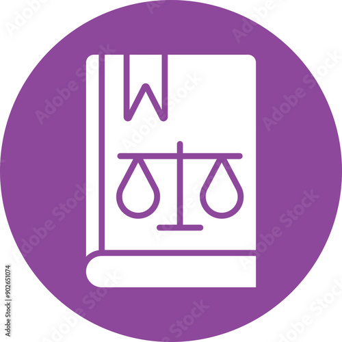 Law book glyph circle icon