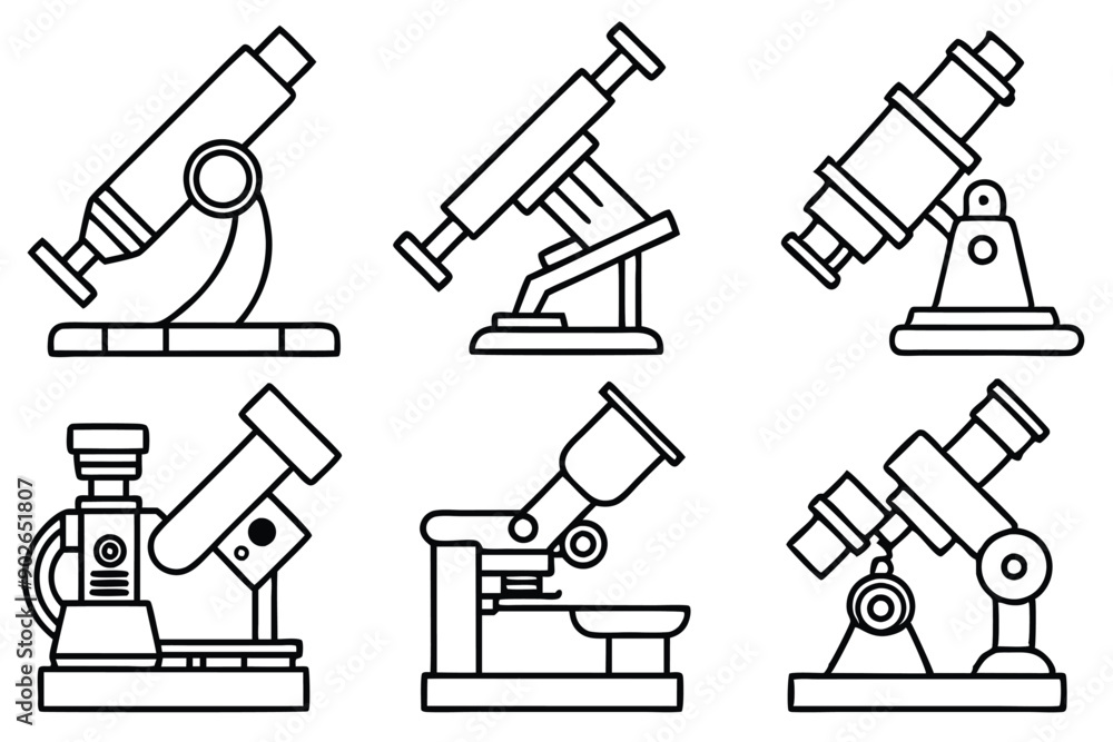 Obraz premium Microscope line art illustration Design