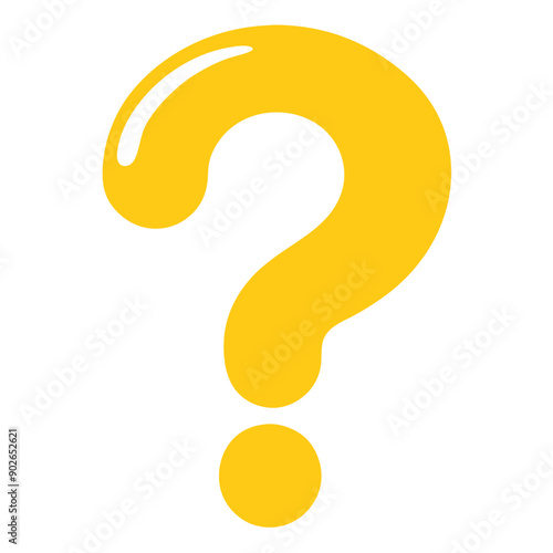 yellow question mark, icon, vector illustration