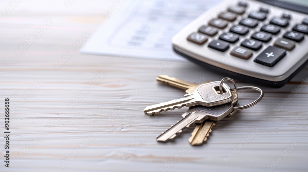 Auto finance concept with car keys, loan forms, and a calculator, representing the process of financing a vehicle Auto finance concept with car keys, loan forms, and a calculator, representing the process of financing a vehicle