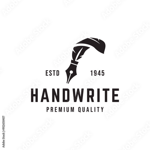 Fountain pen icon vintage style, vector illustration.