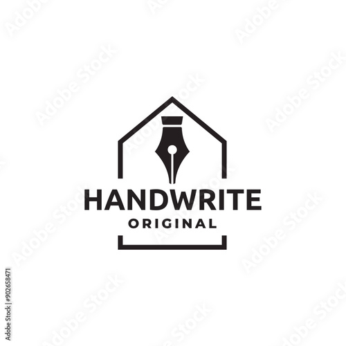 Fountain pen icon vintage style, vector illustration.