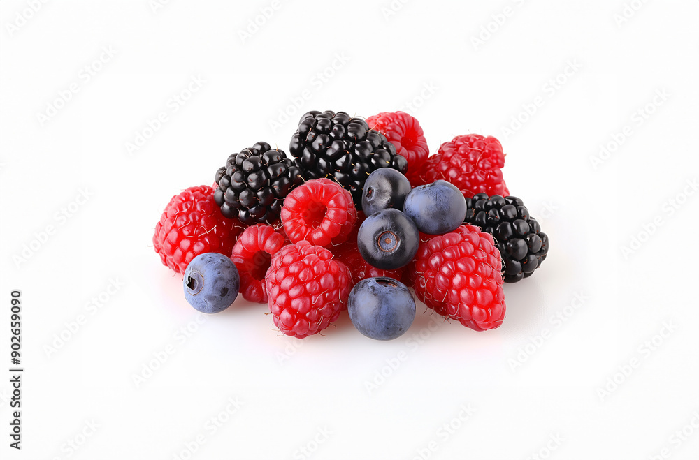 Fresh Mixed Berries on White Background Fresh Mixed Berries on White Background