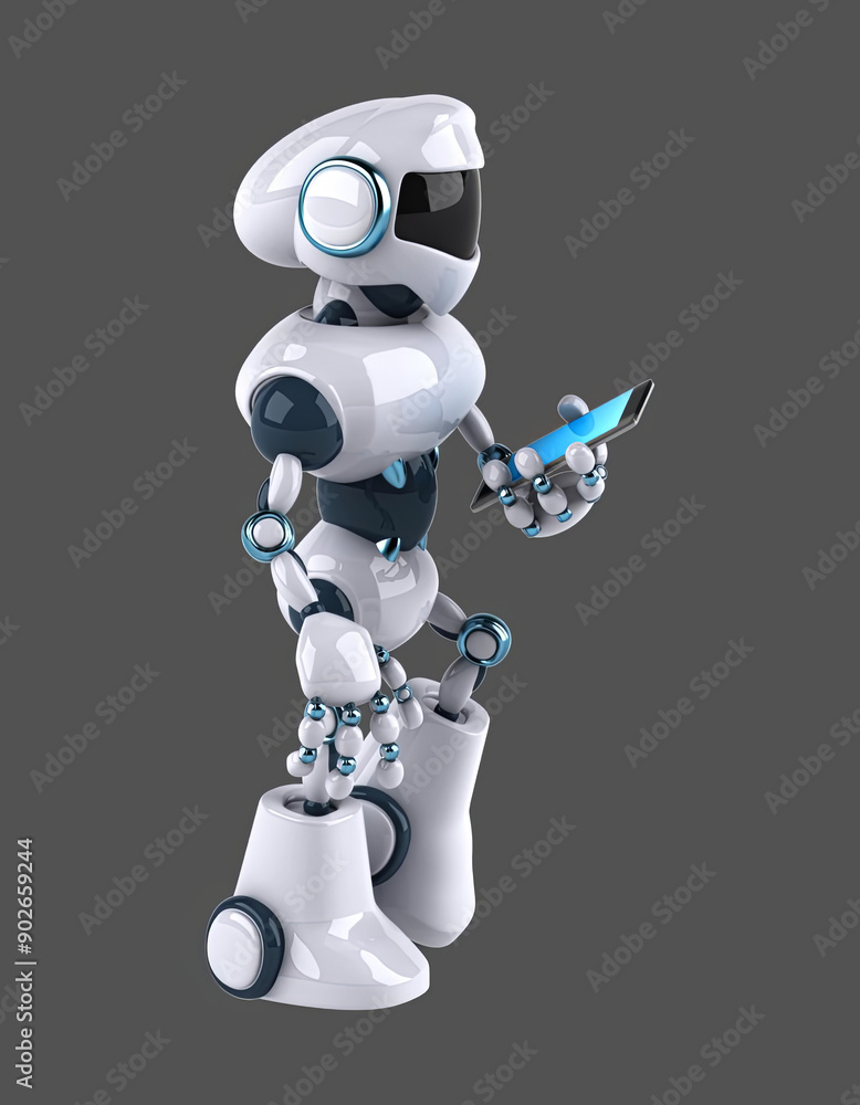 Fun 3D robot walking and using a smartphone Fun 3D robot walking and using a smartphone