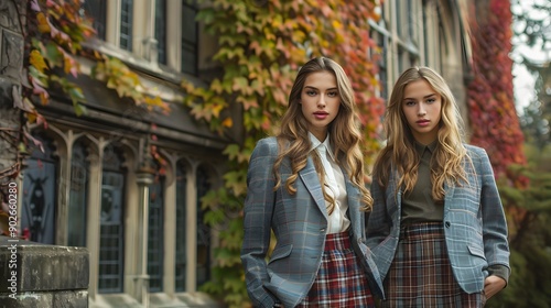 Preppy Fashion Trend in Ivy Covered University Campus Concept