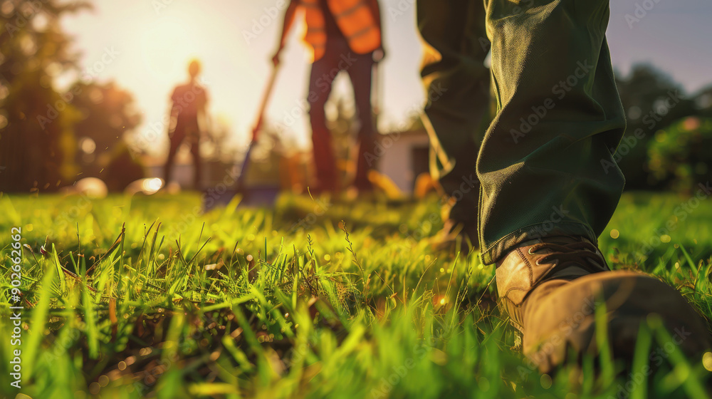 lawn cleaning. lawn care. garbage collection in the park lawn cleaning. lawn care. garbage collection in the park