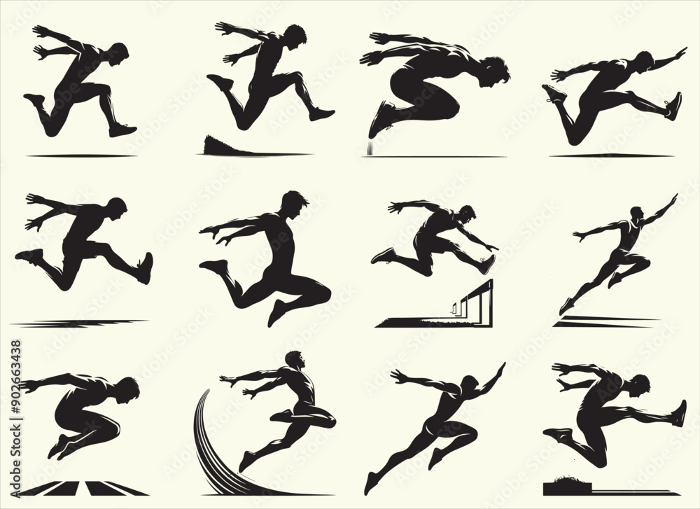 Long Jump Silhouette Vector Illustration Long Jump Silhouette Vector Illustration