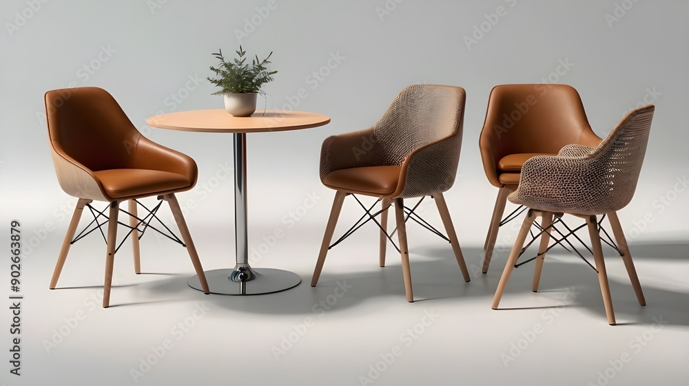 Set of modern luxury restaurant or café comfort chairs isolated on transparent background. Generative AI Set of modern luxury restaurant or café comfort chairs isolated on transparent background. Generative AI