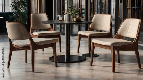 Wallpaper Mural Set of modern luxury restaurant or café comfort chairs isolated on transparent background. Generative AI Torontodigital.ca